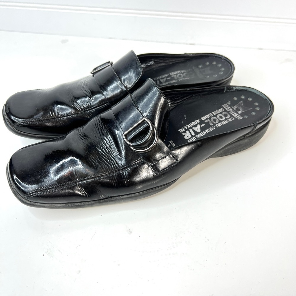 Mephisto Dhana Black Patent Leather Slide Shoe 8.5